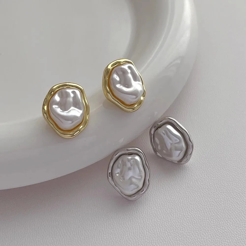 Metal Pearl Earrings Mermaid Way