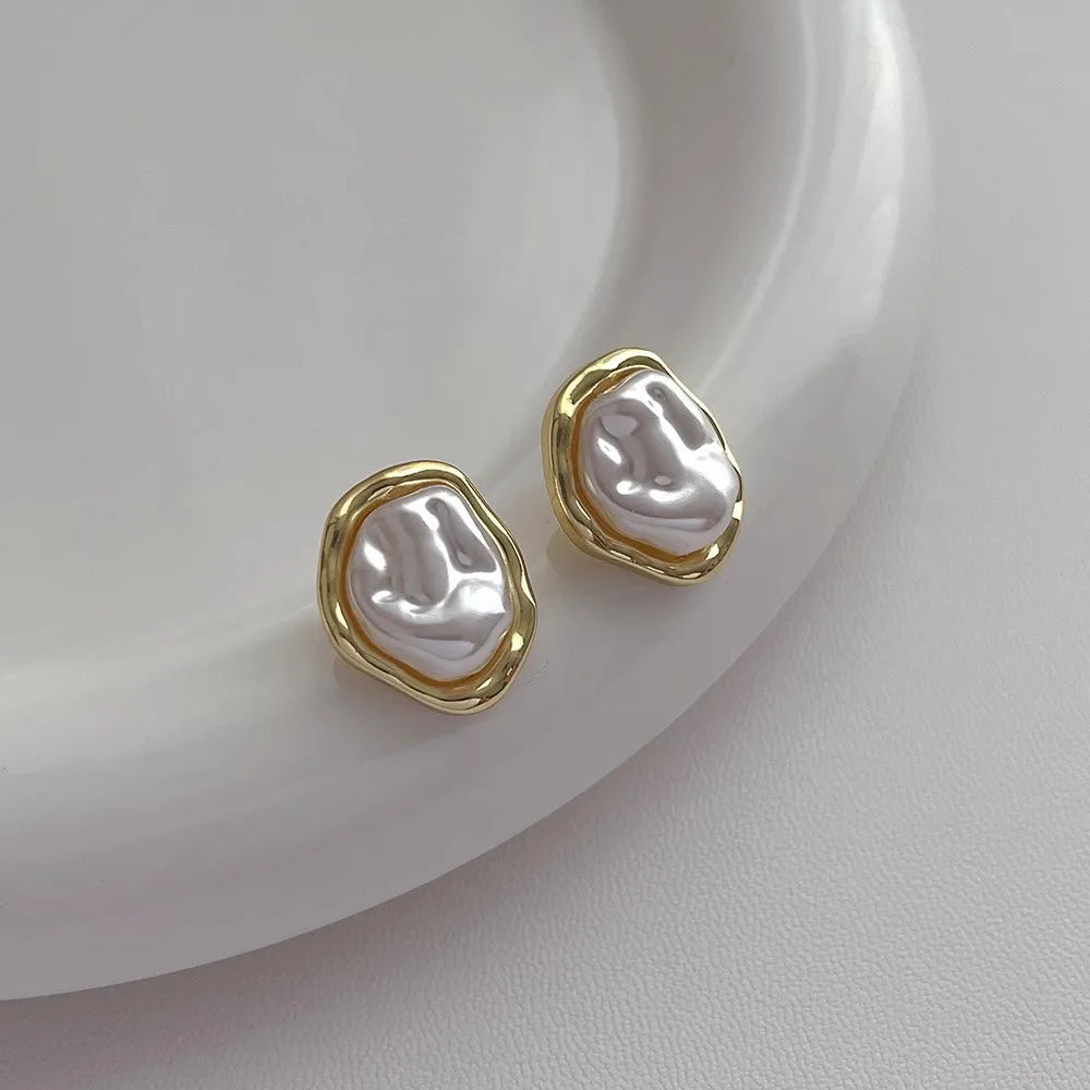Metal Pearl Earrings Mermaid Way