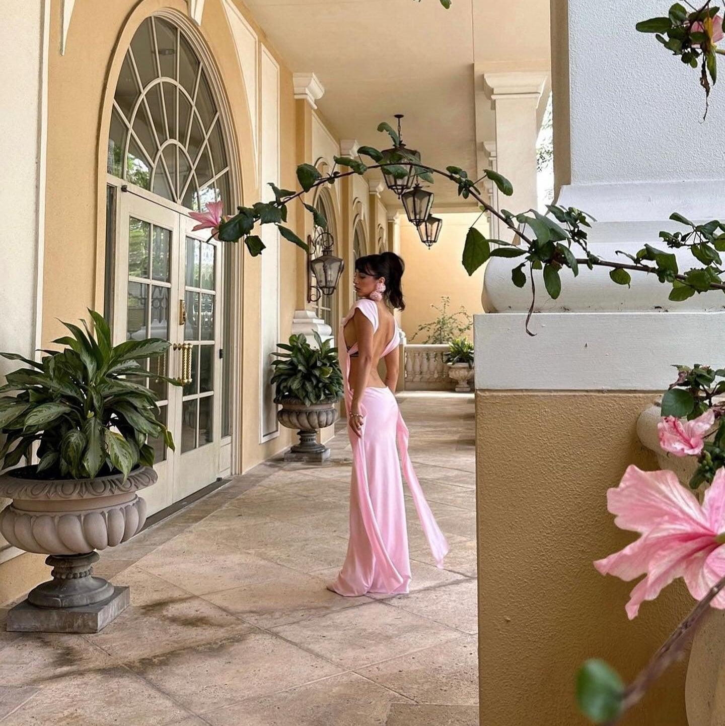 backless satin gown, evening wear