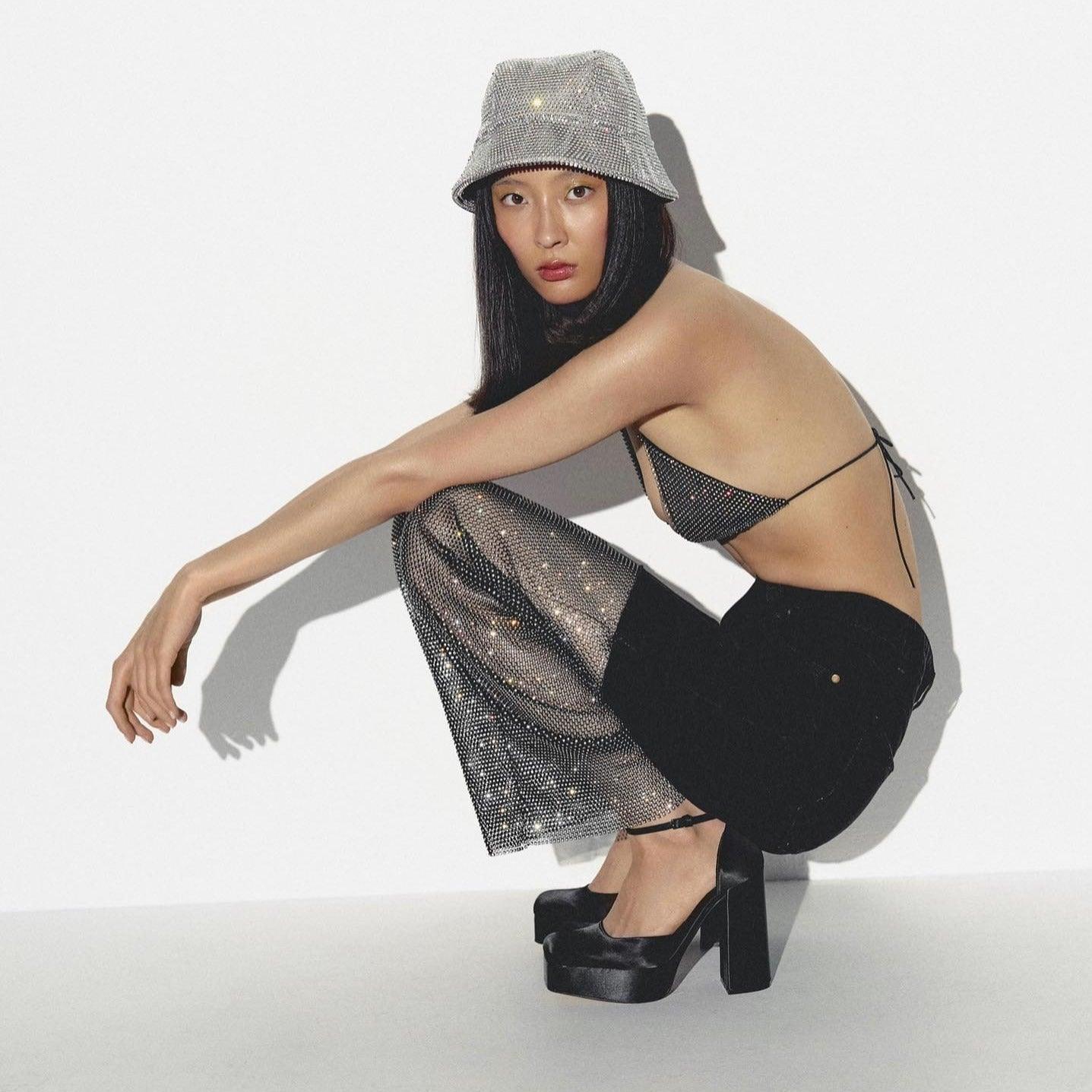 Night Moves Crystal Mesh Wide Leg Jeans - Light Blue / S - Mermaid Way