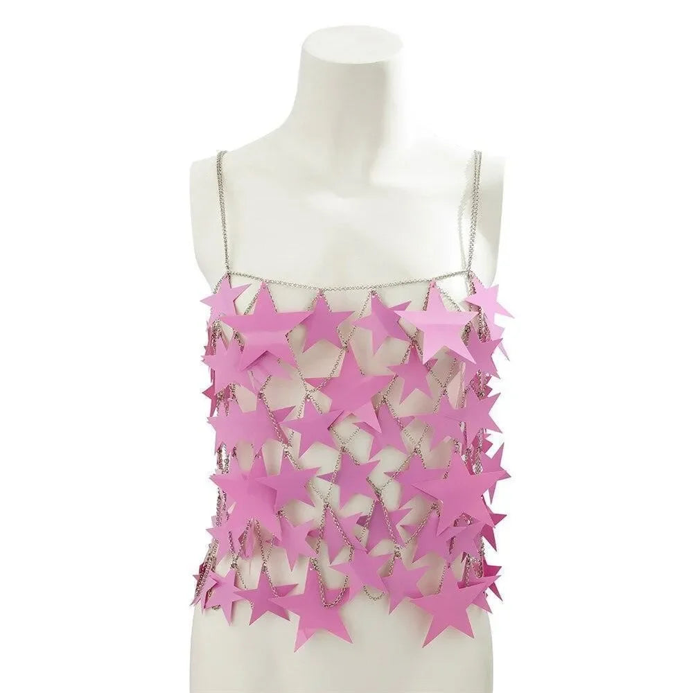 Night Stars Sequin Chainmail Two-Piece Set - Silver / XXS / Top - Mermaid Way