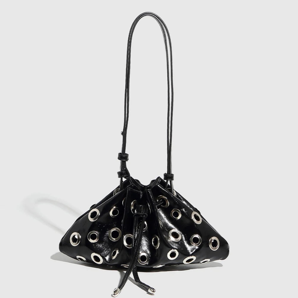 Nova Core Hollow Rivet Shoulder Bag - Black - Mermaid Way