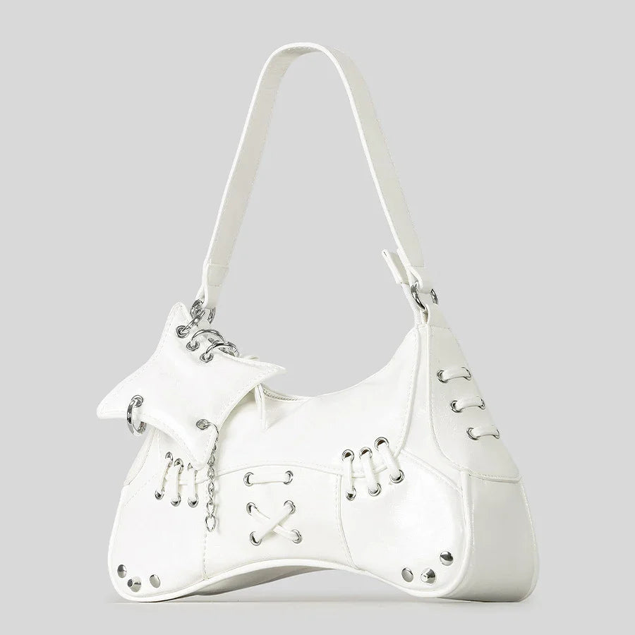 Noxen Vintage Rivet Shoulder Bag - White - Mermaid Way