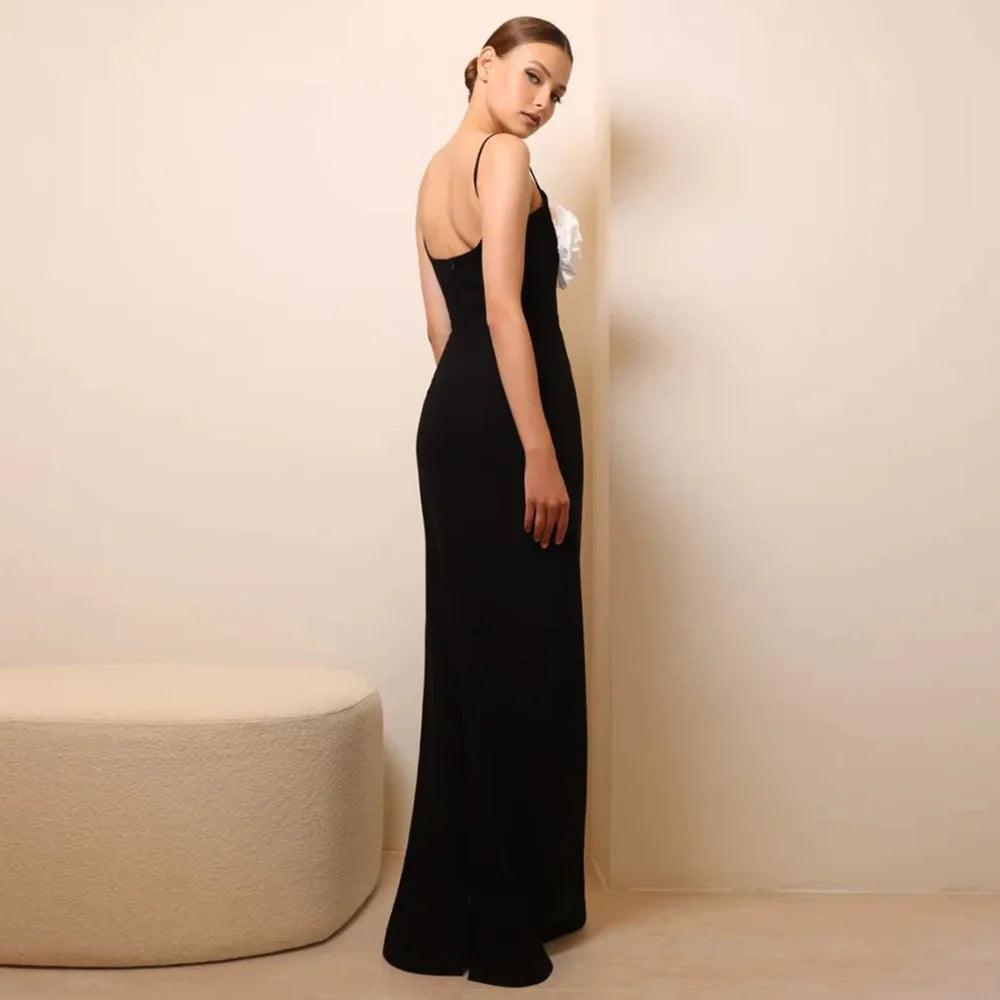 Oh Là Là 3D Flower Design Maxi Dress - Black & Cream / XS - Mermaid Way