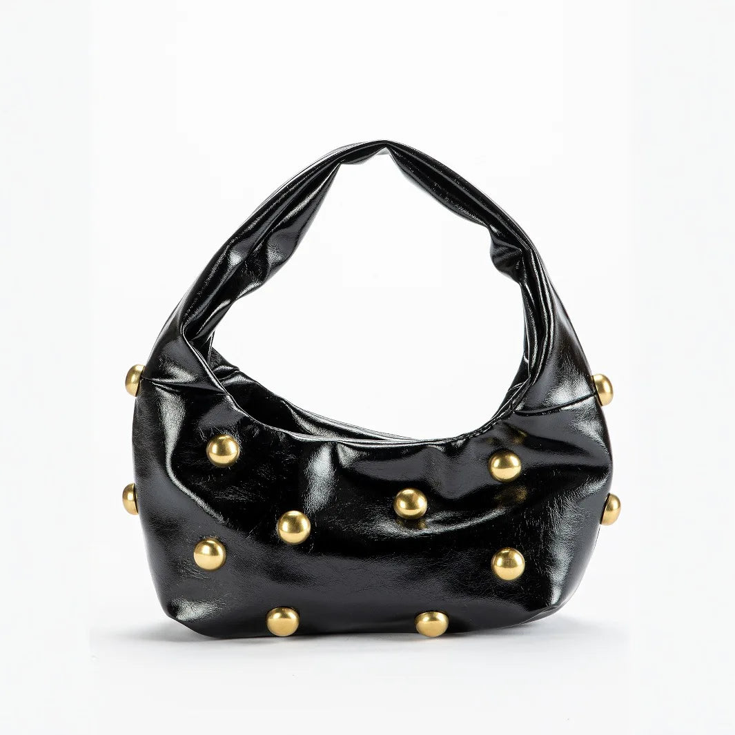 Orvia Rivet Cloud Shoulder Bag - Black - Mermaid Way