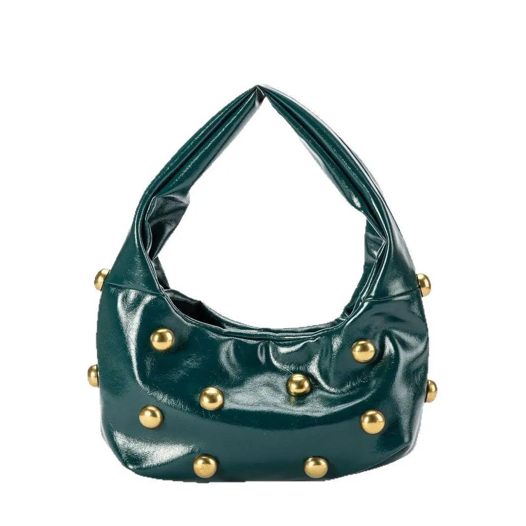 Orvia Rivet Cloud Shoulder Bag - Dark Green - Mermaid Way