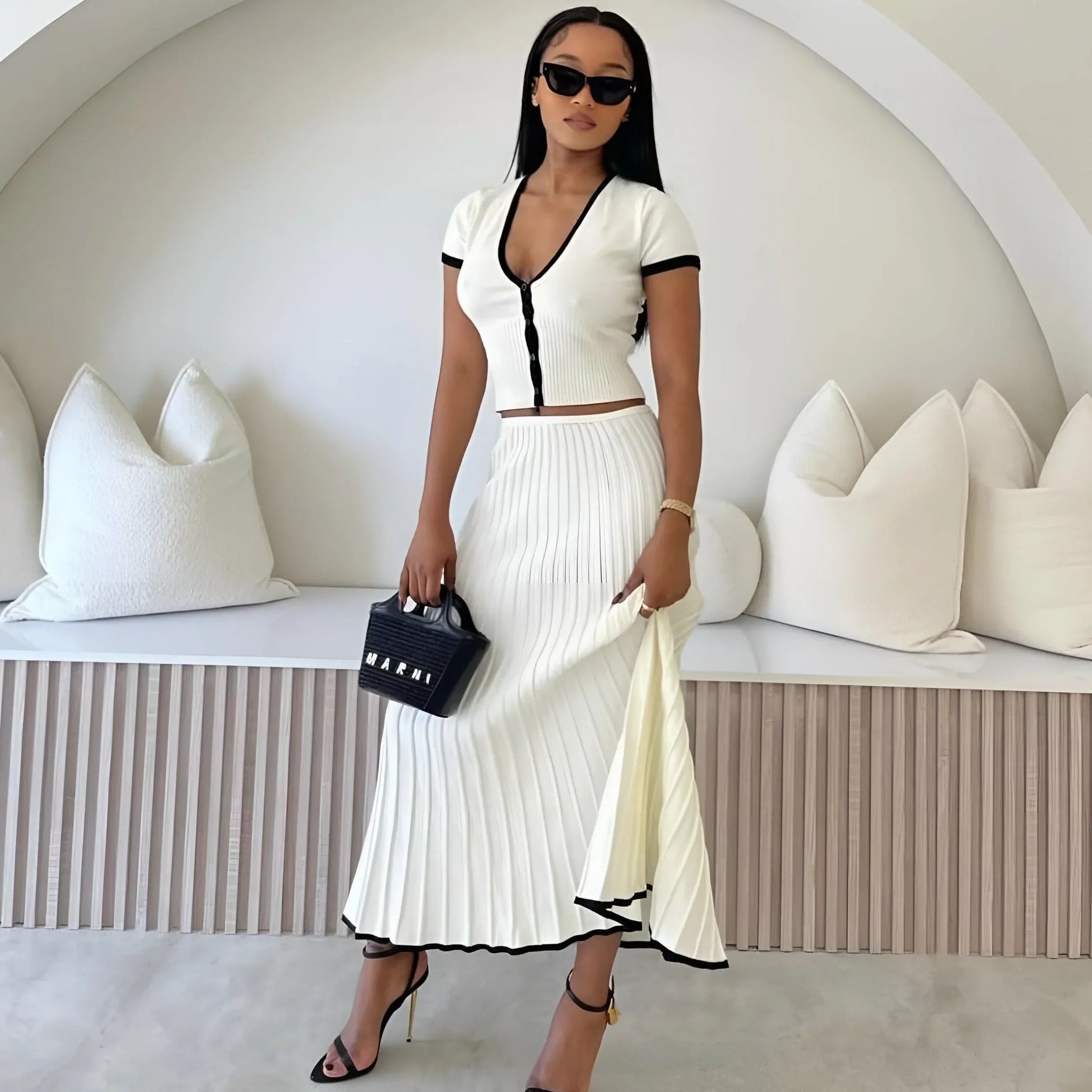 sachin and babi light blue dress Women's Casual Long Sleeve Slim Fit Ribbed Knit Sweater Midi Dresses main image 1