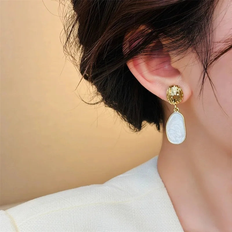 Pearl Oasis Oval Dangle Earrings Mermaid Way