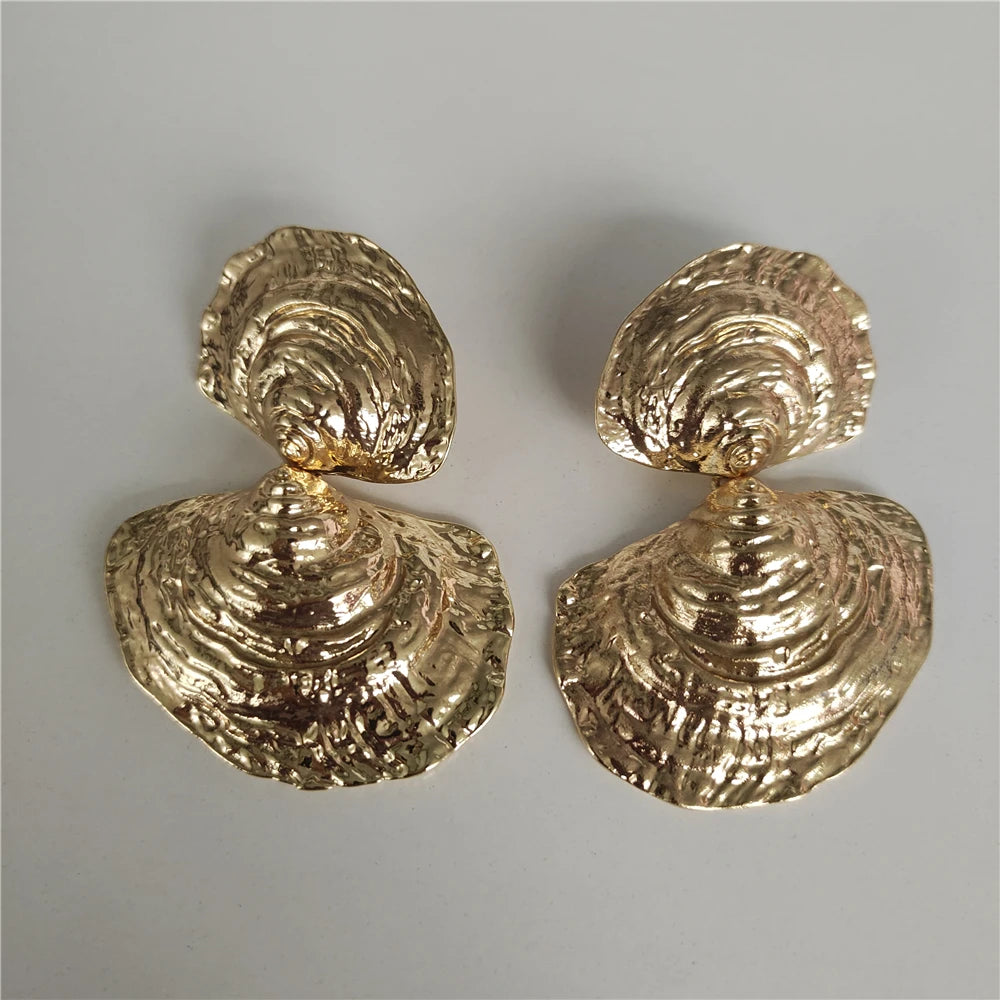 Pearl Tide Double Seashell Earrings - Gold - Mermaid Way