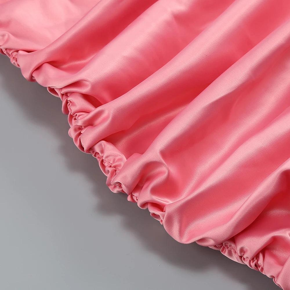 Petal Play One Shoulder Stain Mini Dress - Pink / XS - Mermaid Way