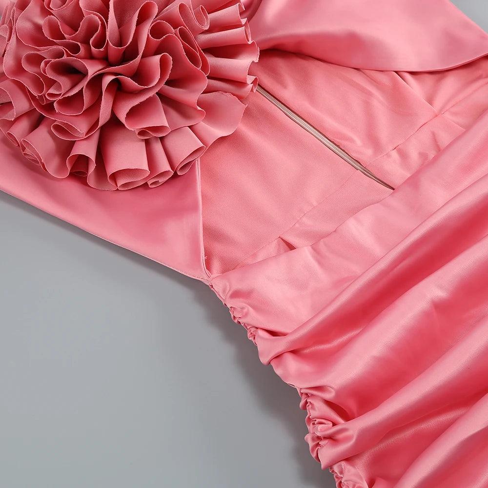 Petal Play One Shoulder Stain Mini Dress - Pink / XS - Mermaid Way