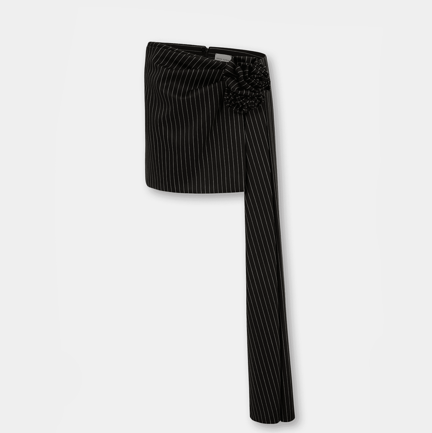 pinstripe mini skirt with side drape detail, evening wear