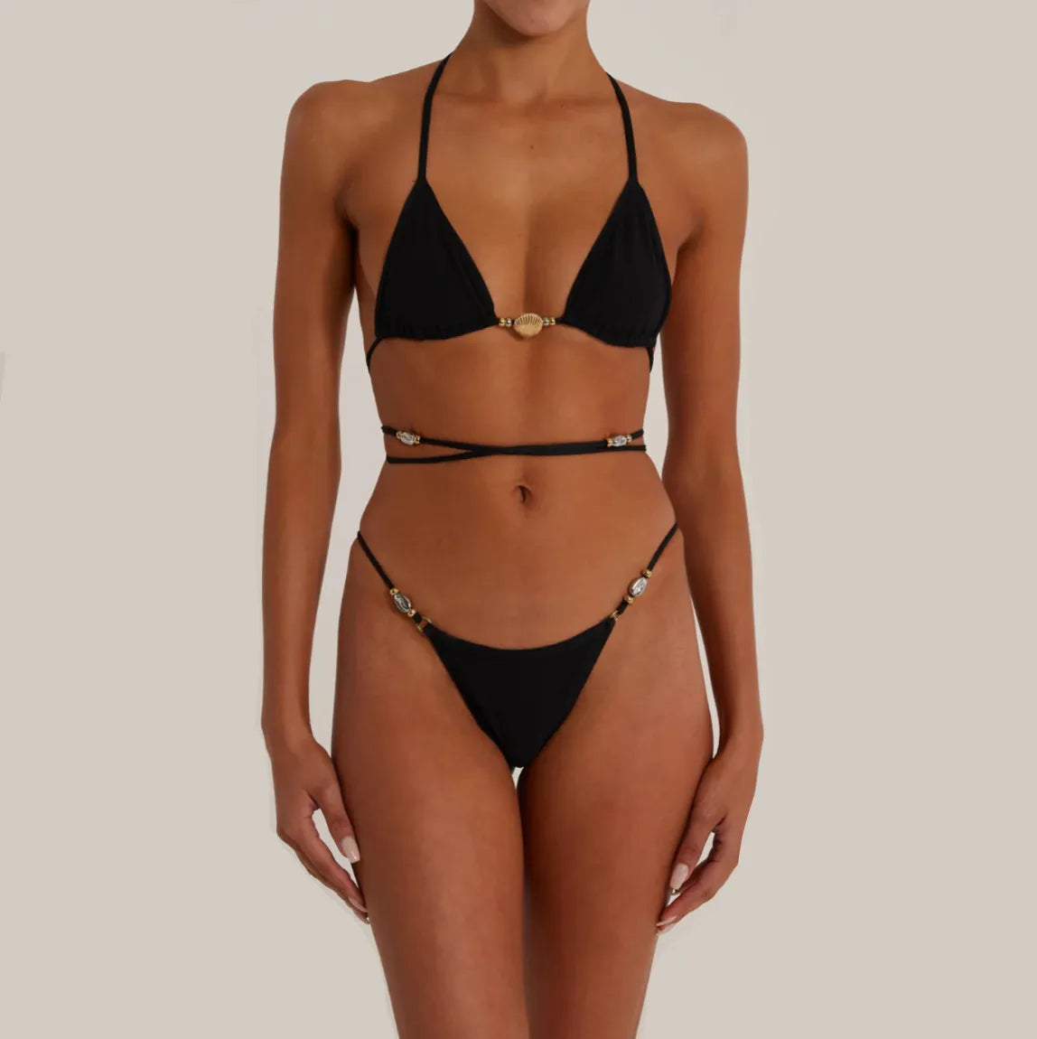 Positano Shell-Shaped Beads Halter Bikini Mermaid Way