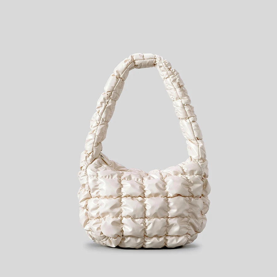 Pufira Ruched Quilted Hobos Shoulder Bag - Beige - Mermaid Way
