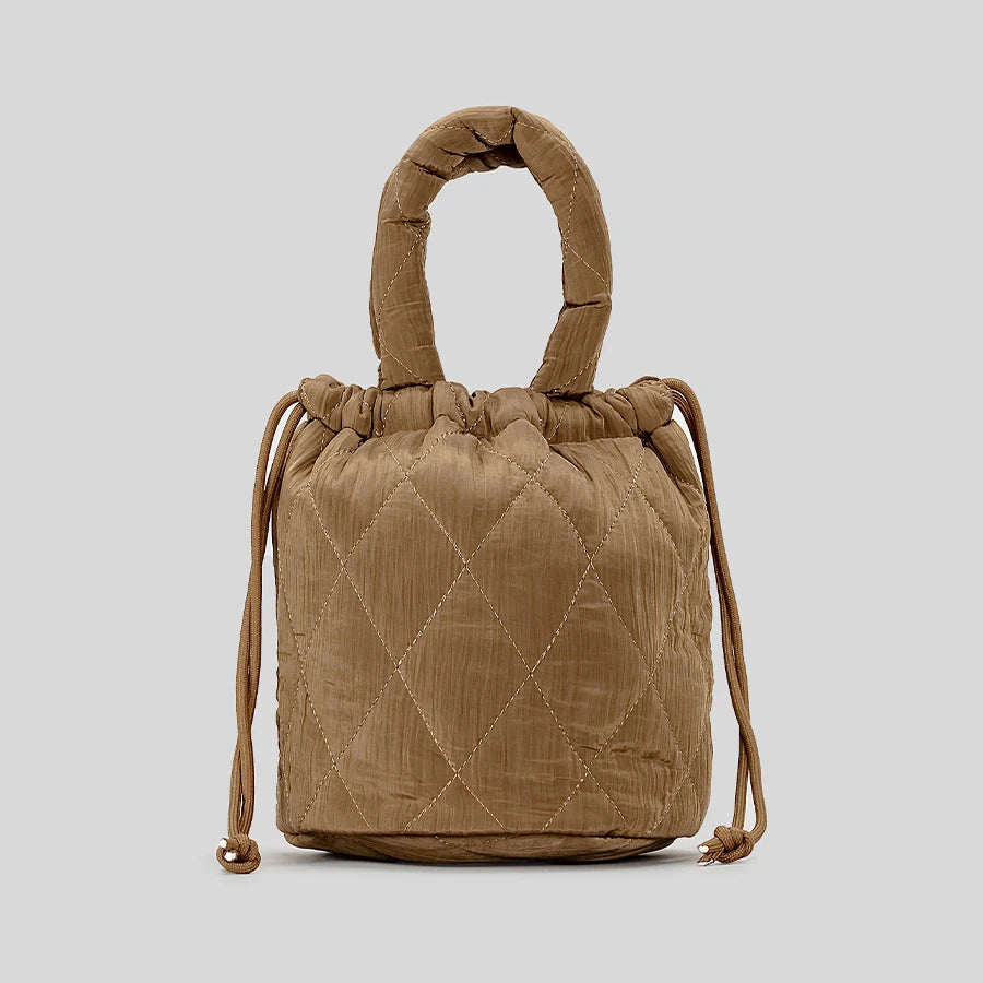 Quilora Fashion Quilted Padded Bucket Bag - Brown - Mermaid Way