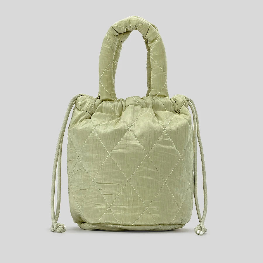 Quilora Fashion Quilted Padded Bucket Bag - Light Green - Mermaid Way