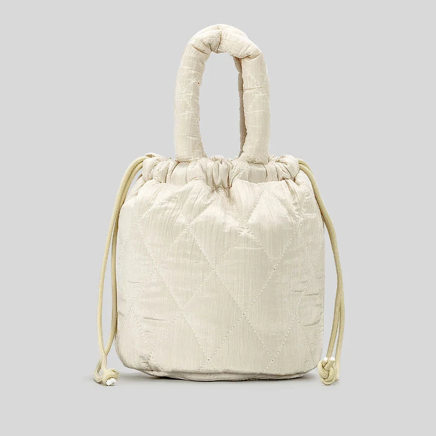Quilora Fashion Quilted Padded Bucket Bag - Beige - Mermaid Way