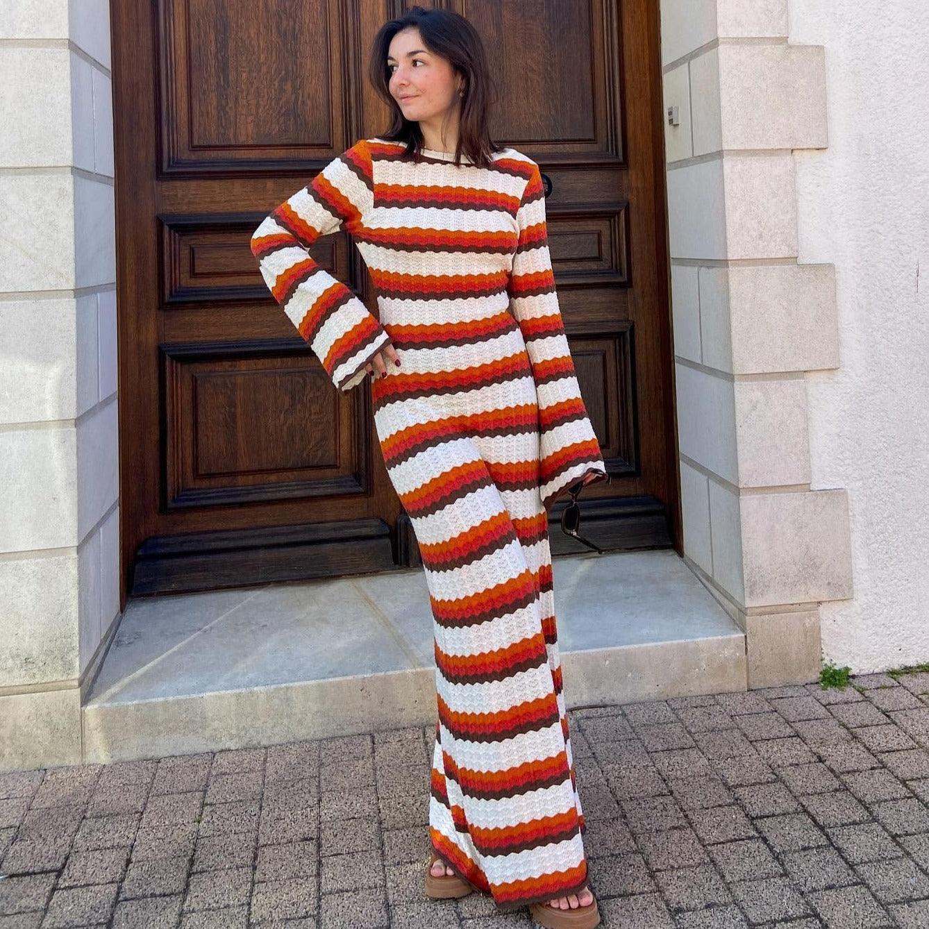 Rainbow Wishes Cotton Knitted Maxi Dress - Mermaid Way Red & White / M Rainbow Wishes Cotton Knitted Maxi Dress - Mermaid Way Red & White / M