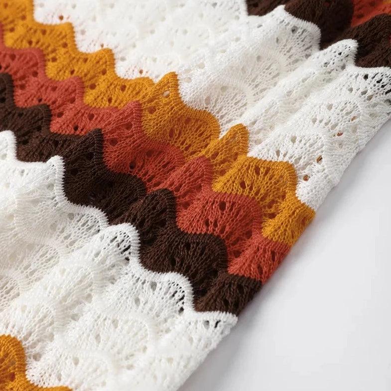 multi-color crochet fabric with scalloped pattern