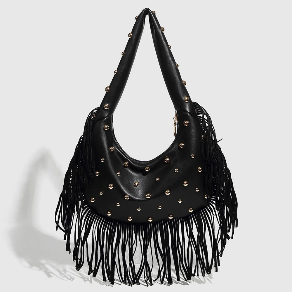 Rodeo Tassel Cloud Bag - Black - Mermaid Way