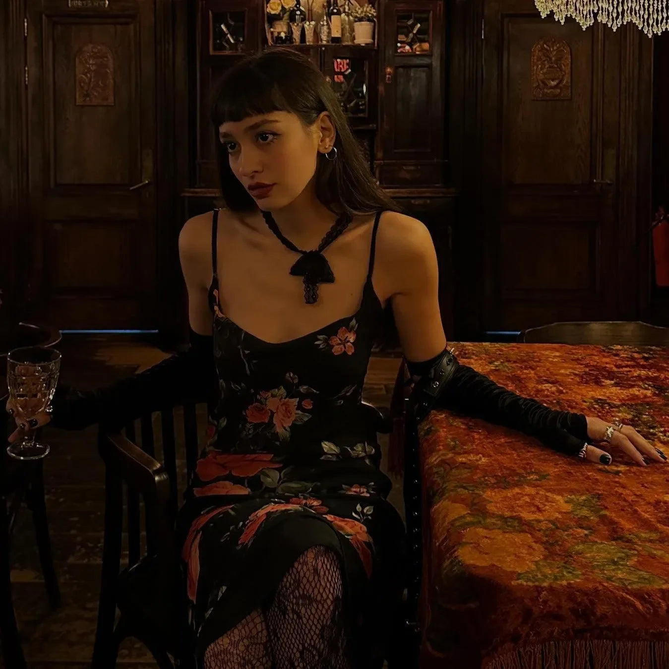 Rome Nights Flower Print Maxi Dress - Black / S - Mermaid Way