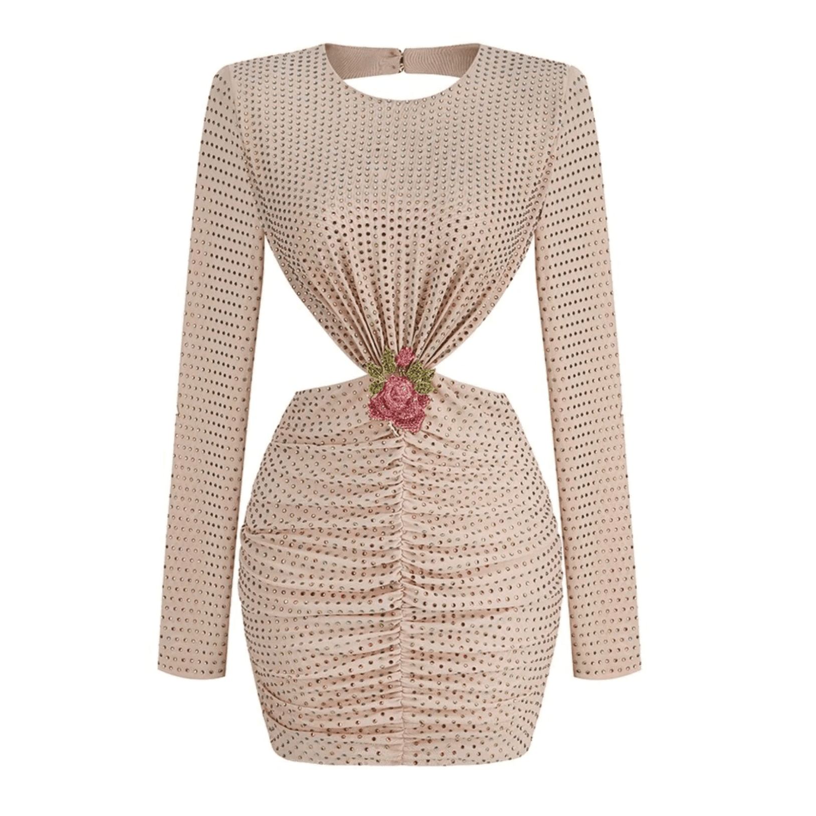 Rose Riviera Backless Diamond Mini Dress - Champagne / XS - Mermaid Way