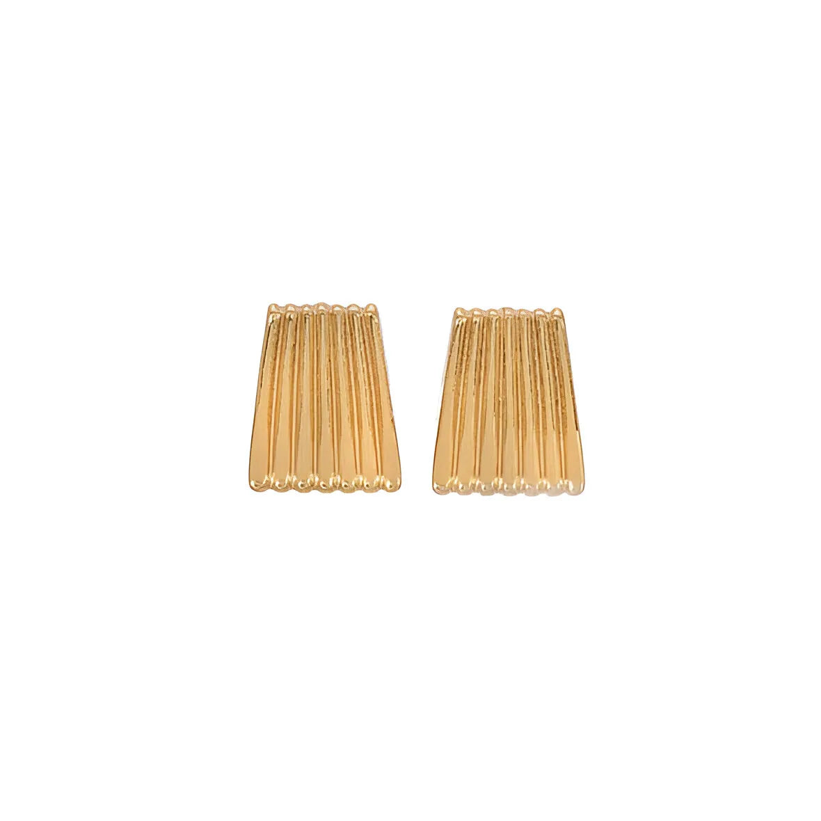 golden ribbed earrings, evening accessory