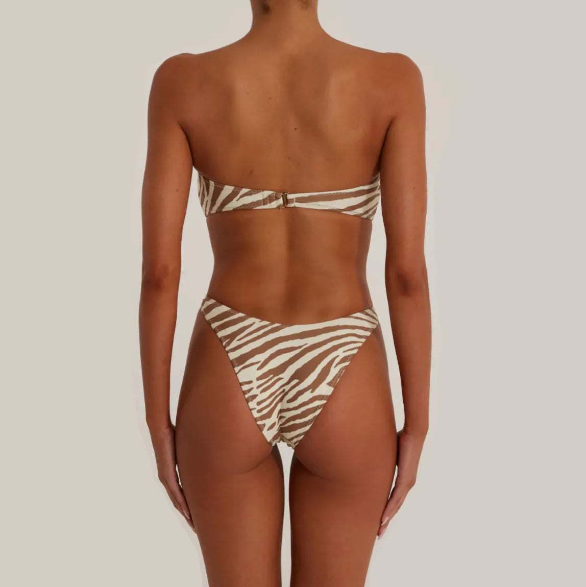 Bandeau zebra print bikini set, beachwear style