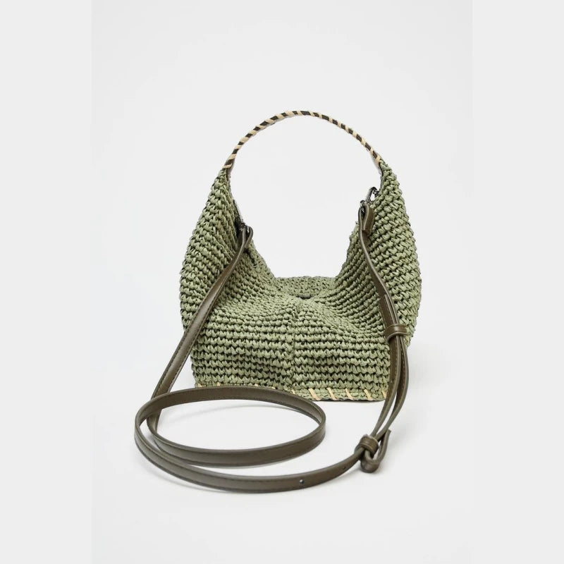 Savina Braided Body Handbag with Shoulder Strap - Green - Mermaid Way