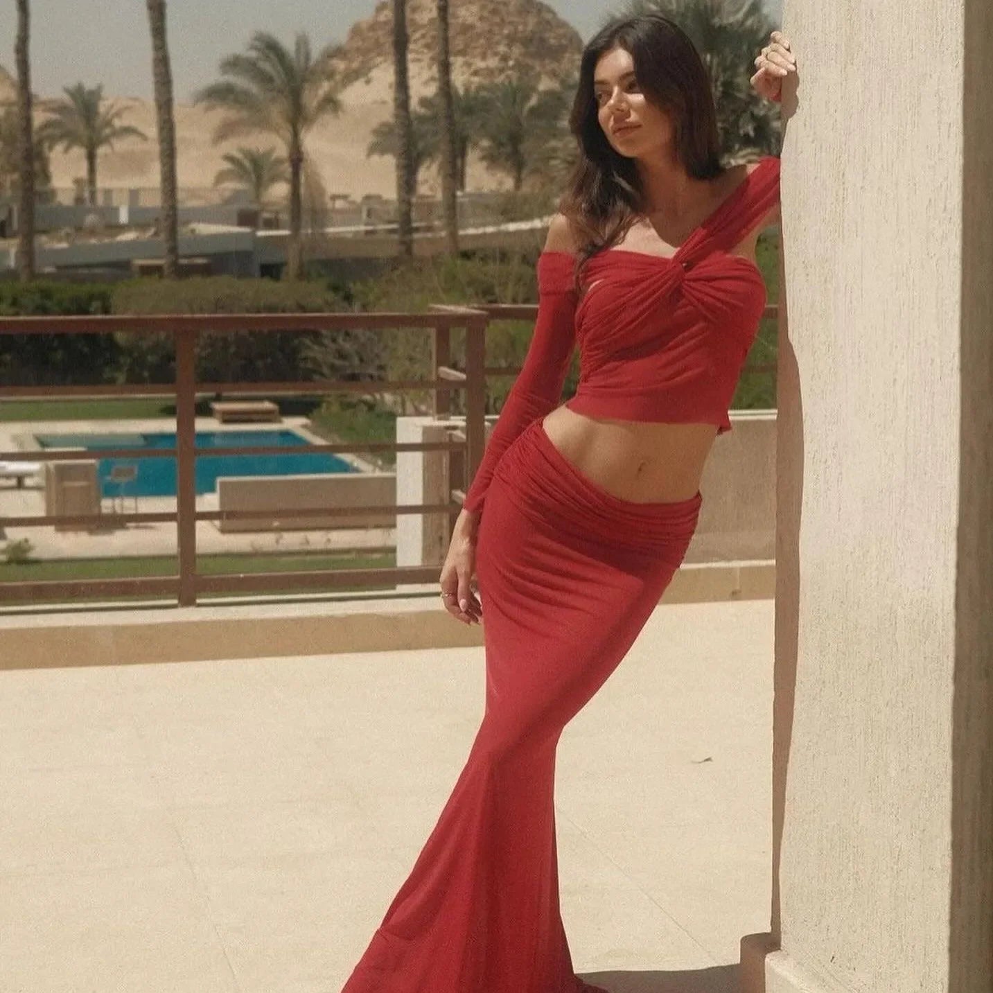 Shapiro Mesh Two Piece Set - Red / S - Mermaid Way