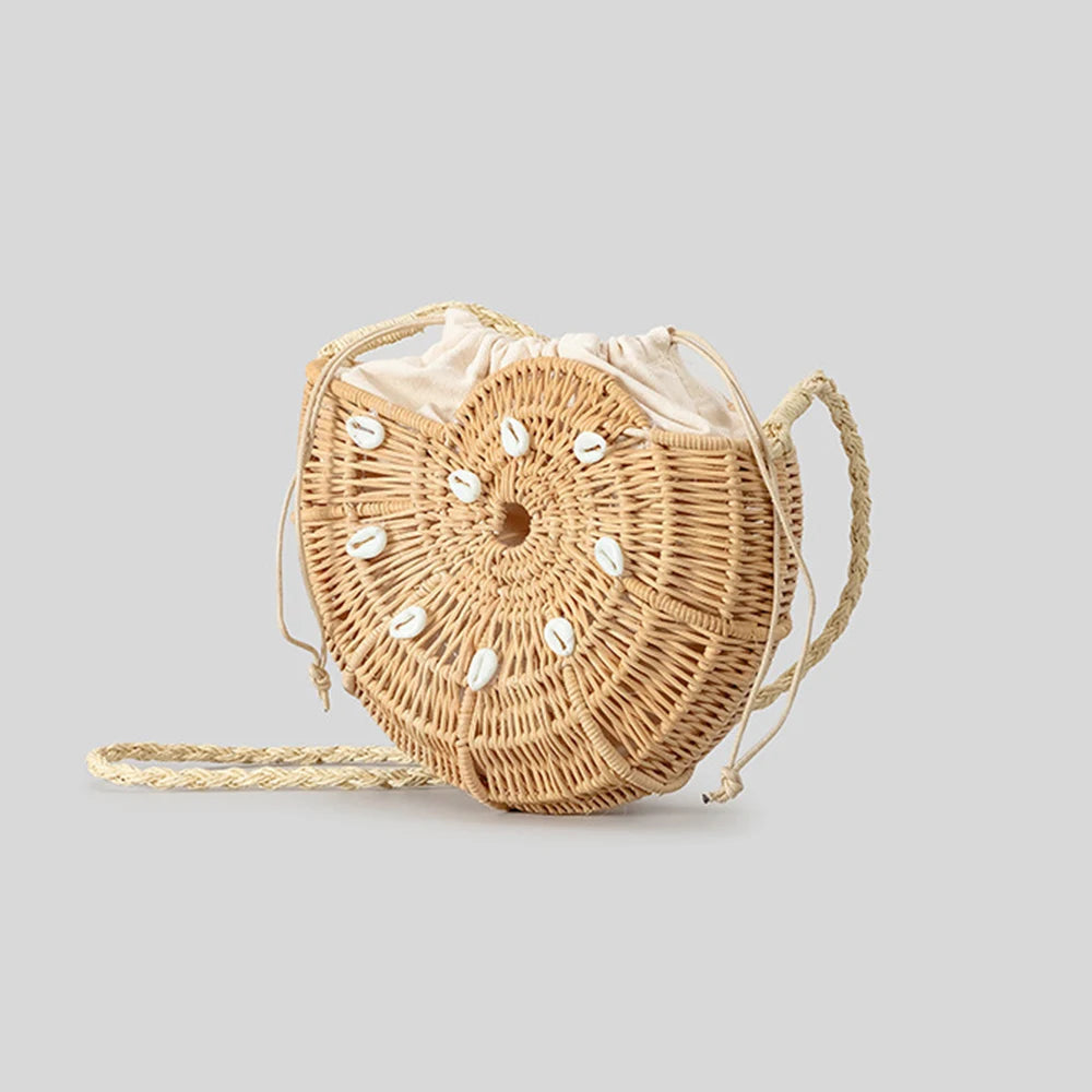 Shella Conch Rattan Bag - Khaki - Mermaid Way