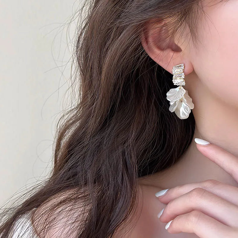 crystal drop earrings with pearl accents