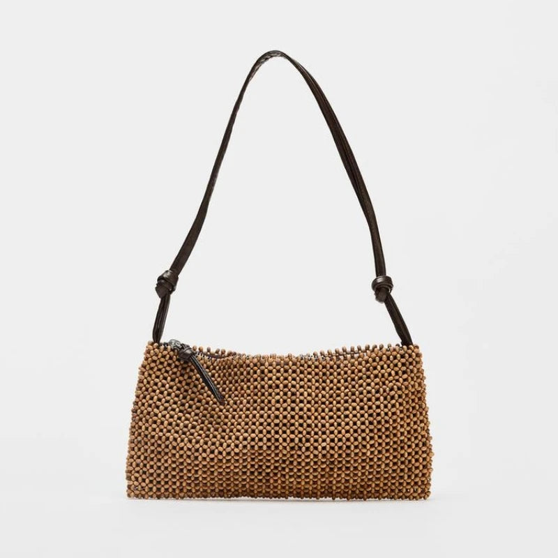Shine Grid Beaded Shoulder Bag - Bronze - Mermaid Way