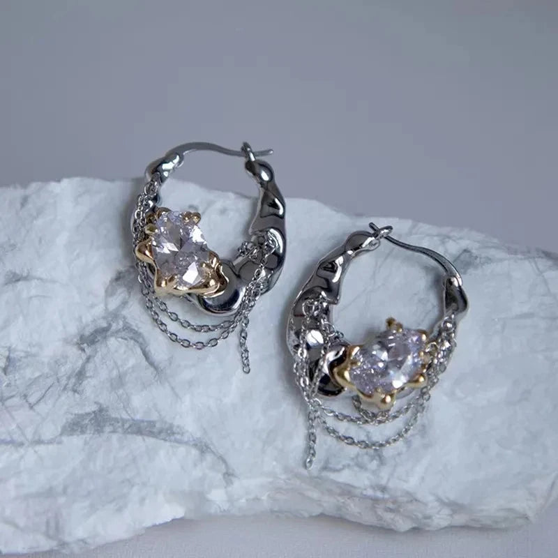 Shiny Crystal Hoop Earring Mermaid Way