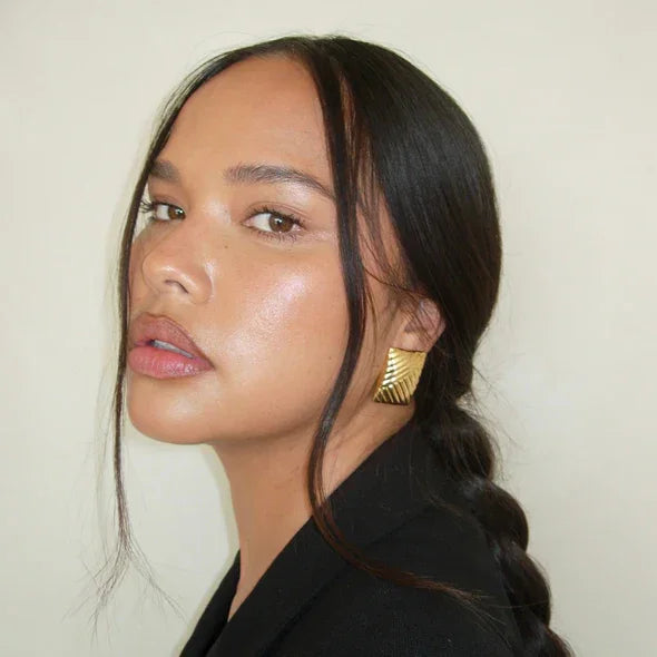 Square Lined Gold Earings Mermaid Way