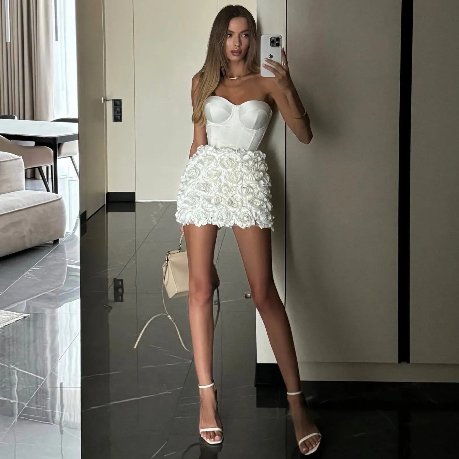 Stolen Love Corset Silk Mini Dress - White / 2 - Mermaid Way