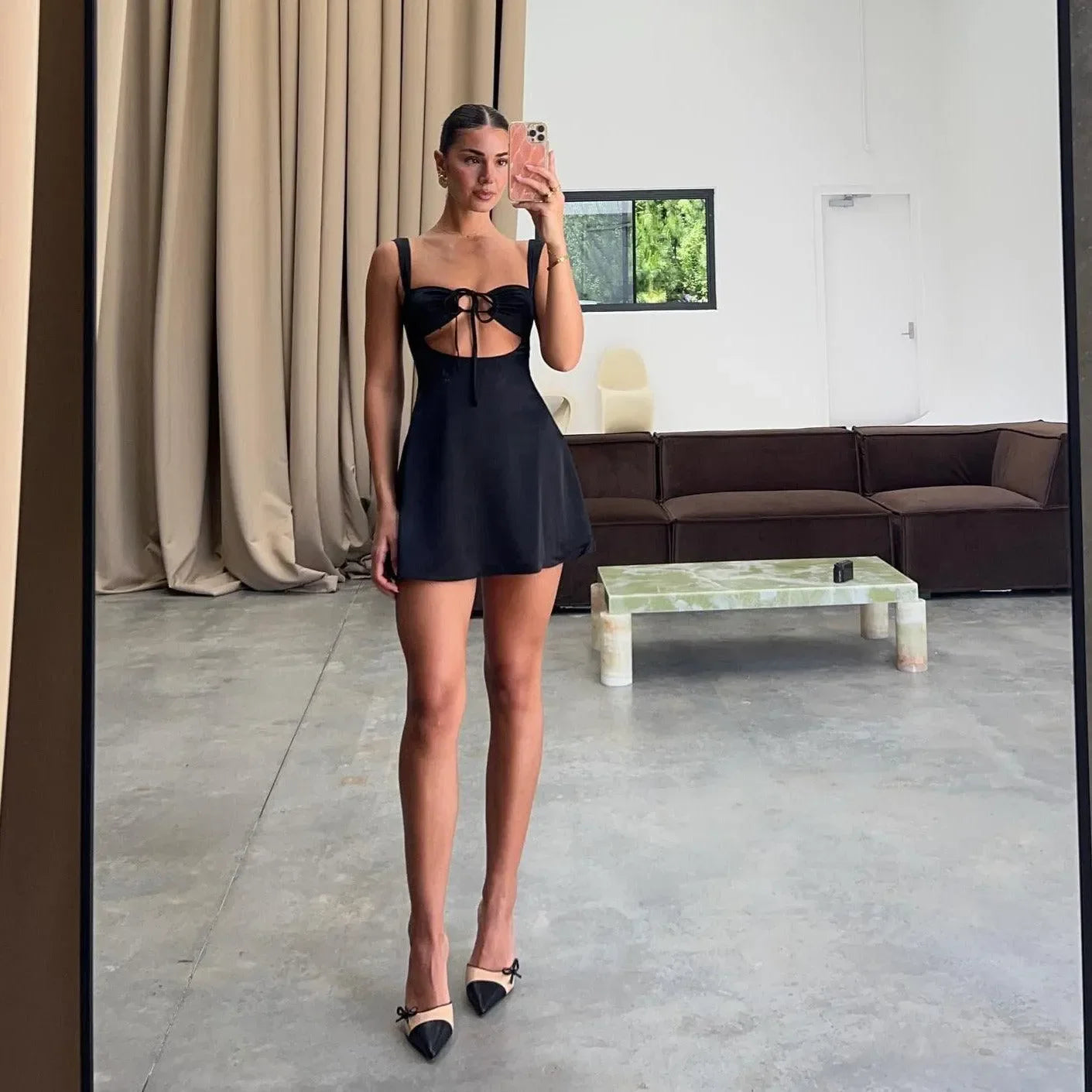 Summer Afternoon Satin Mini Dress - Ivory / S - Mermaid Way