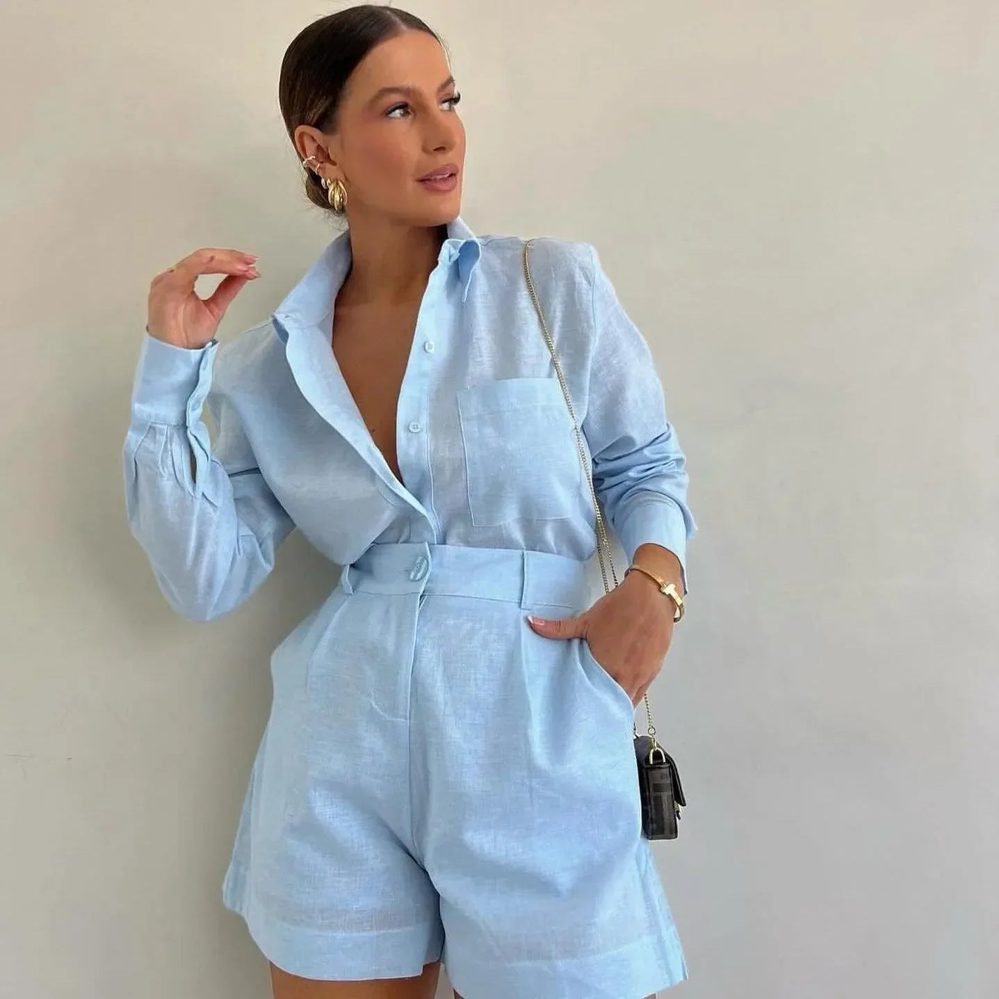 Summer On The Boat Two Piece Set - Light Blue / S - Mermaid Way