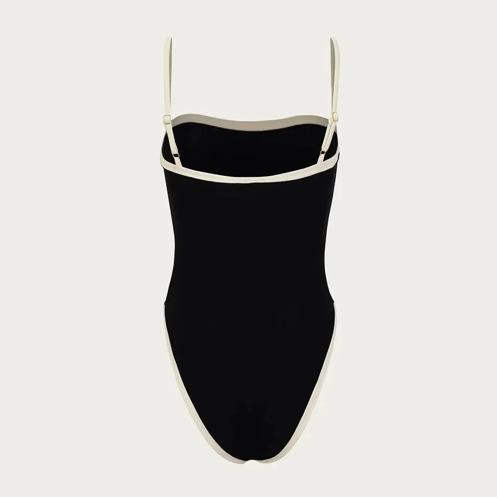 black and white spaghetti strap bodysuit, casual style
