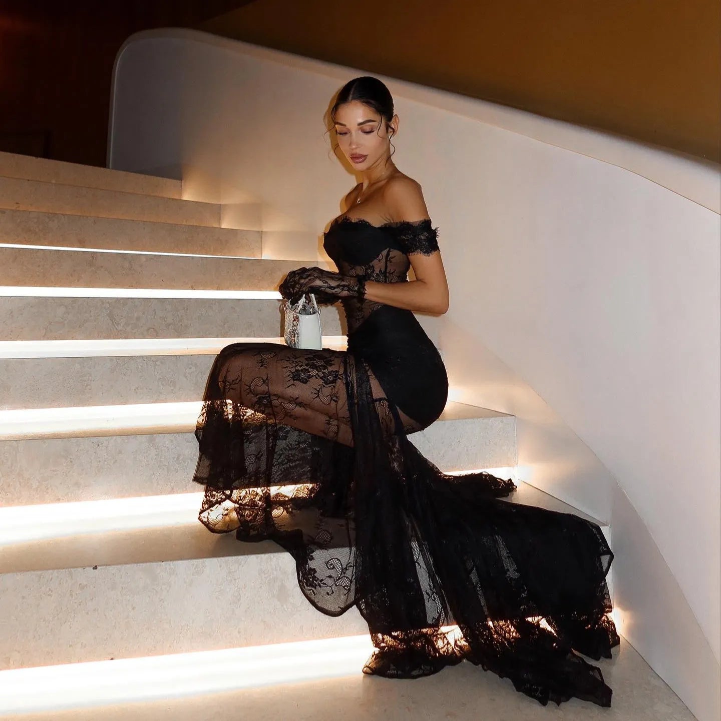 Sweet Intentions Lace Maxi Dress - Black / S - Mermaid Way