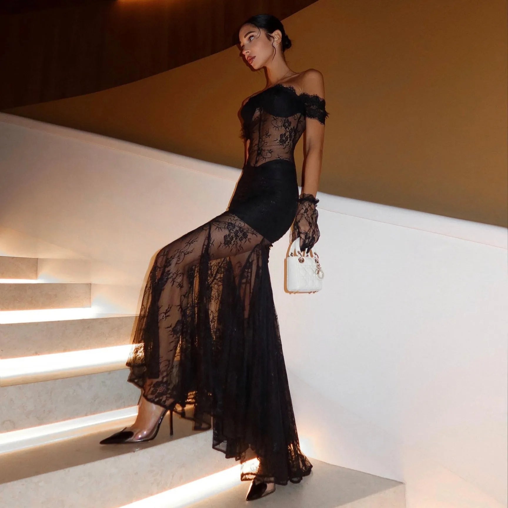 Sweet Intentions Lace Maxi Dress - Black / S - Mermaid Way