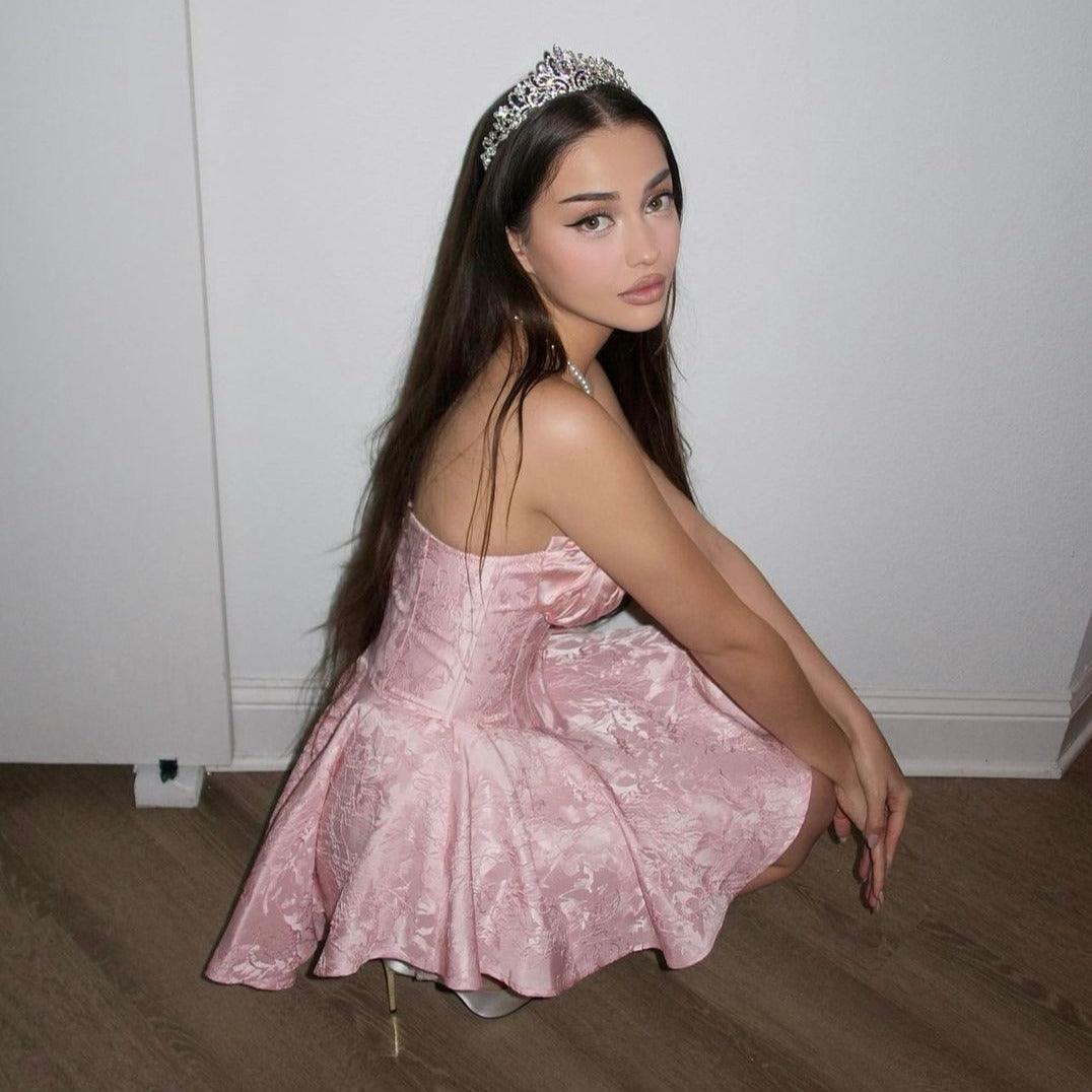 Sweet Poison Satin Corset Mini Dress - Pink / XS - Mermaid Way