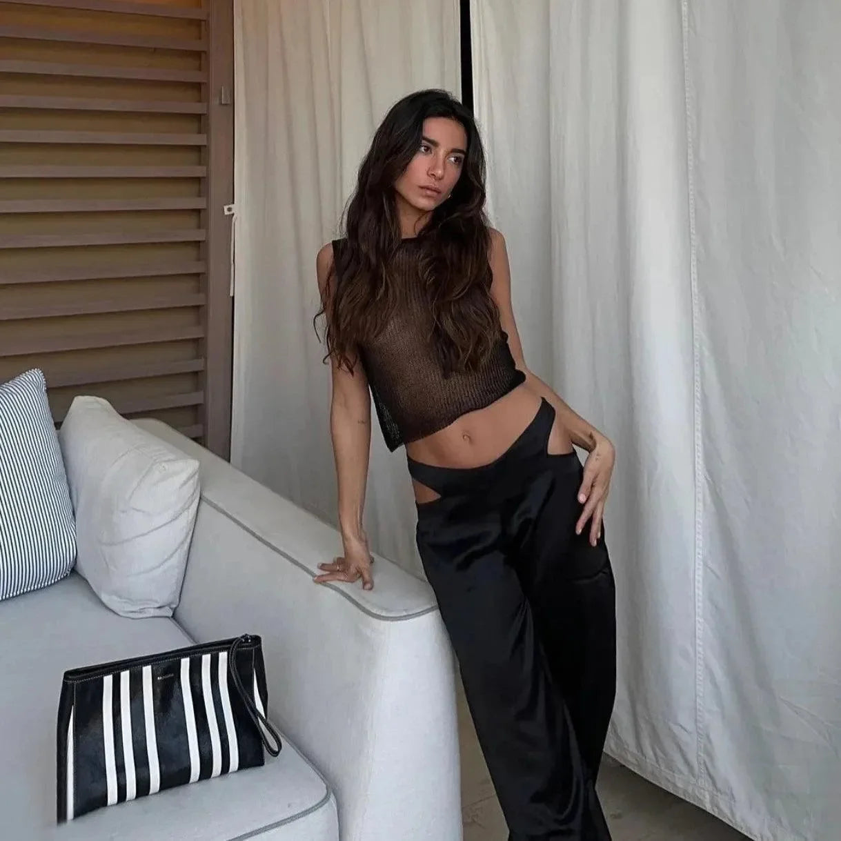 Time After Time Sheer Top - Silver / S - Mermaid Way