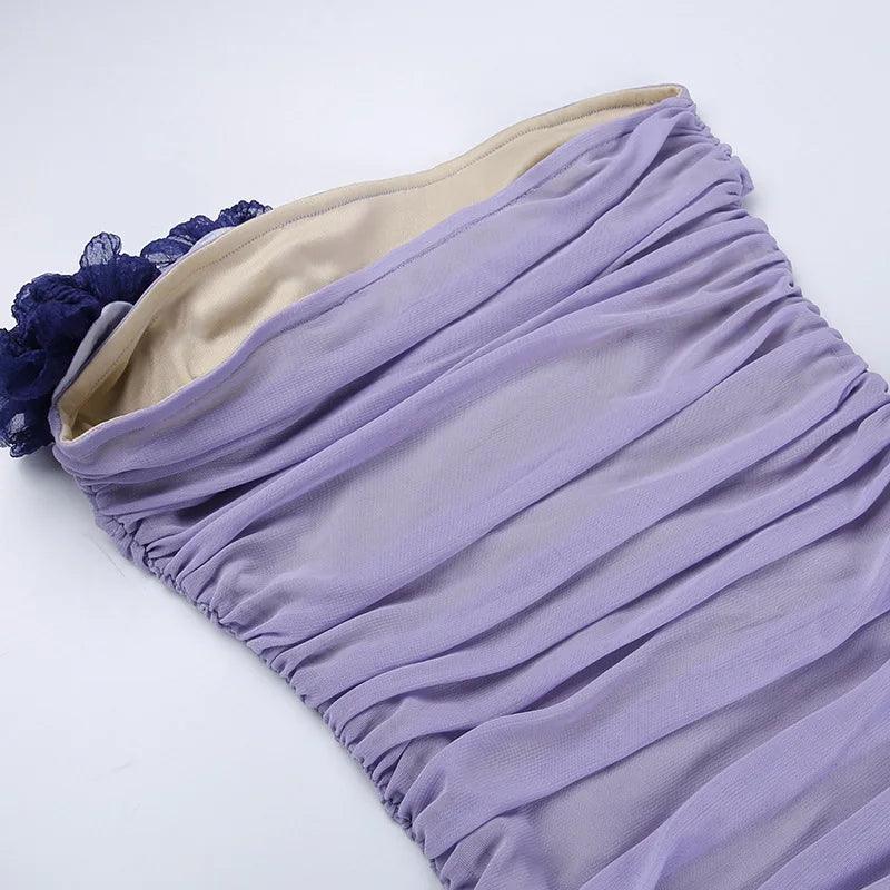 Used To Love Choker-Neck Mesh Mini Dress - Purple / S - Mermaid Way