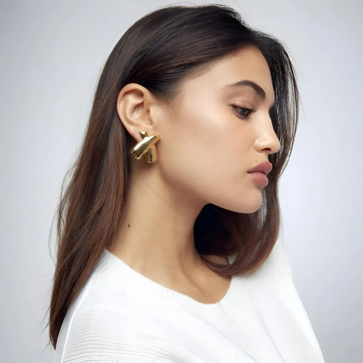 X-shape Gold Earrings Mermaid Way