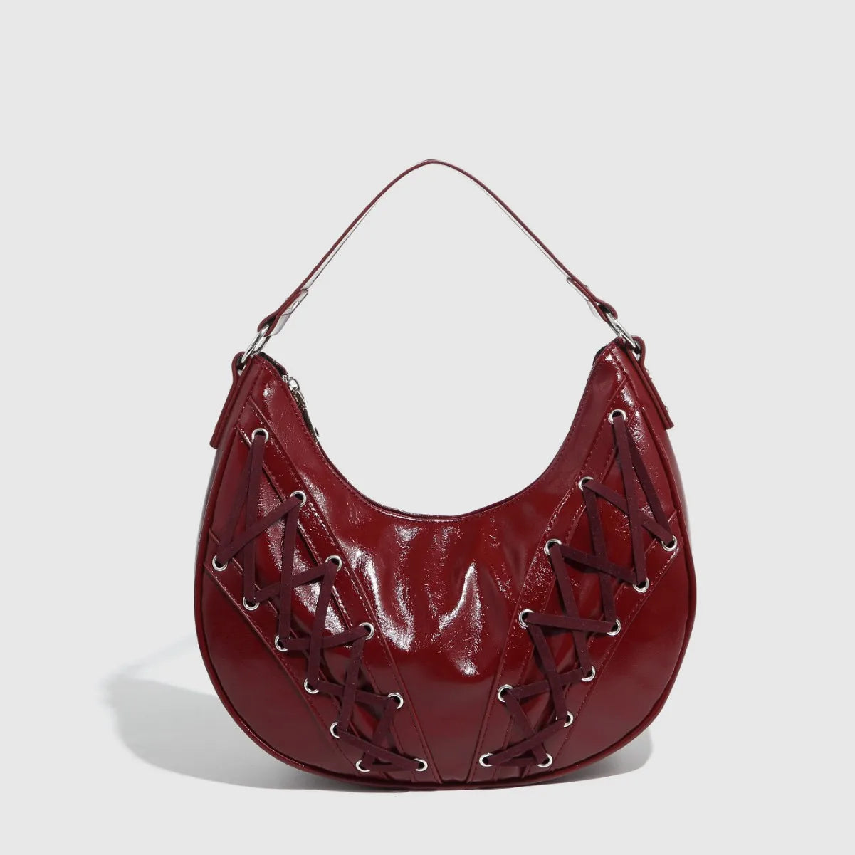 Xavera Half Moon Drawstring Bag - Burgundy - Mermaid Way