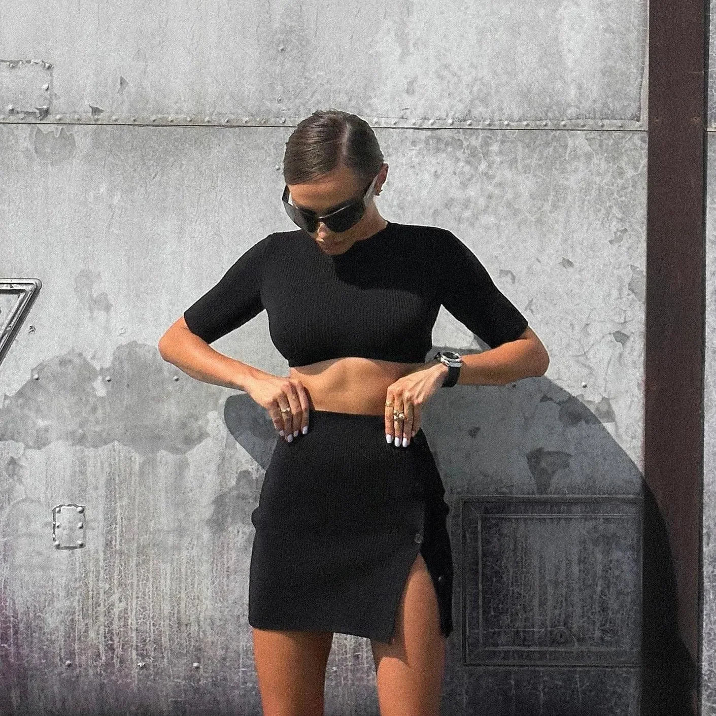 knitted two piece dress Stylish Black Knit Set stores with prom dresses Marina: Dresses For Women 12% Nylon Color:White Gloss