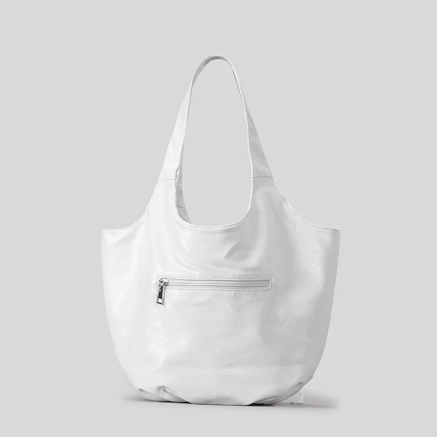 Zip Chaos Large Capacity Shoulder Bag - White - Mermaid Way