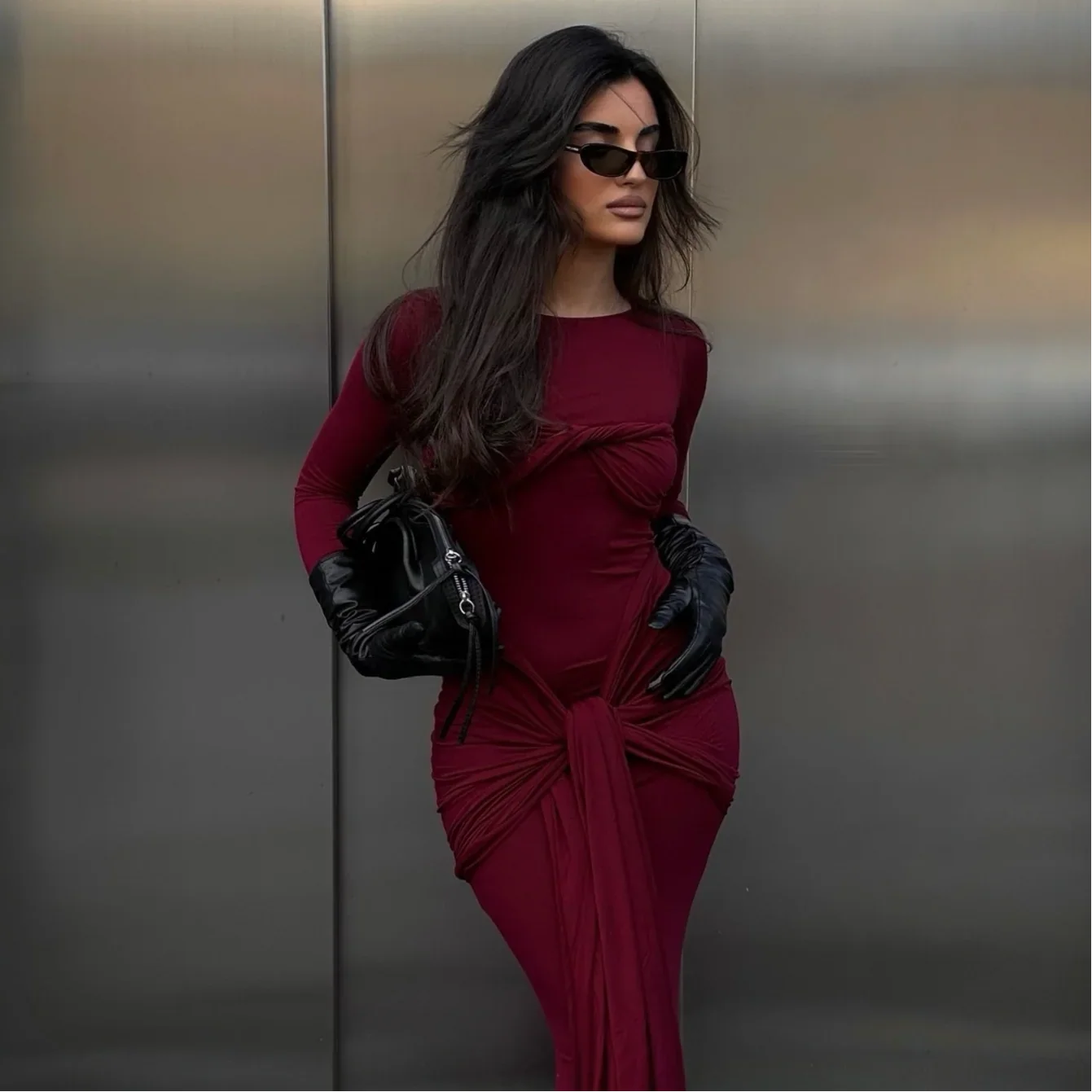 Zola Burgundy Twist Maxi Dress - Evening Elegance Zola Burgundy Twist Maxi Dress - Evening Elegance