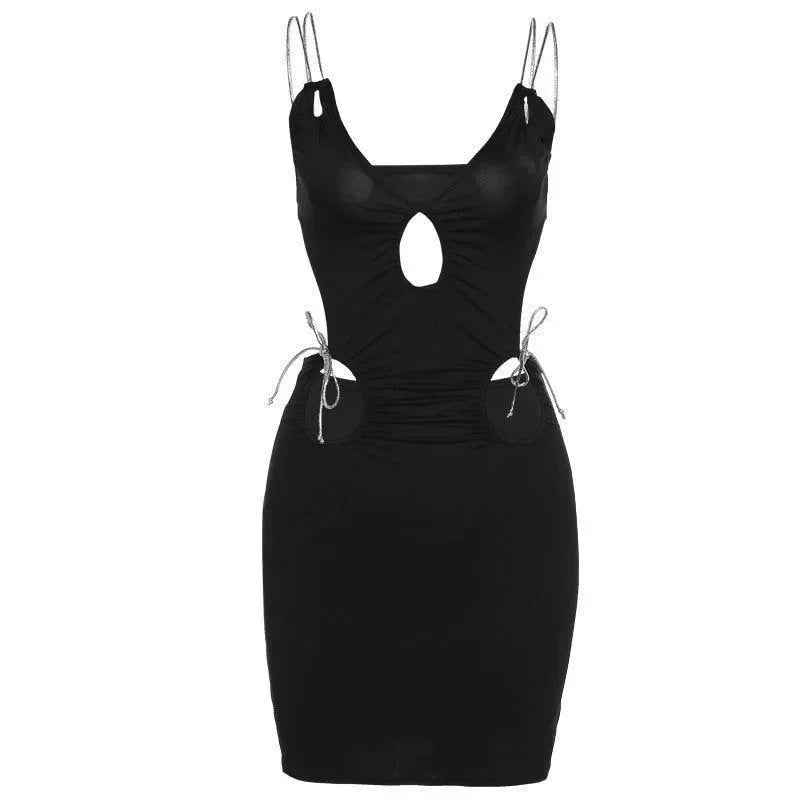 cut-out ruched bodycon mini dress, party outfit